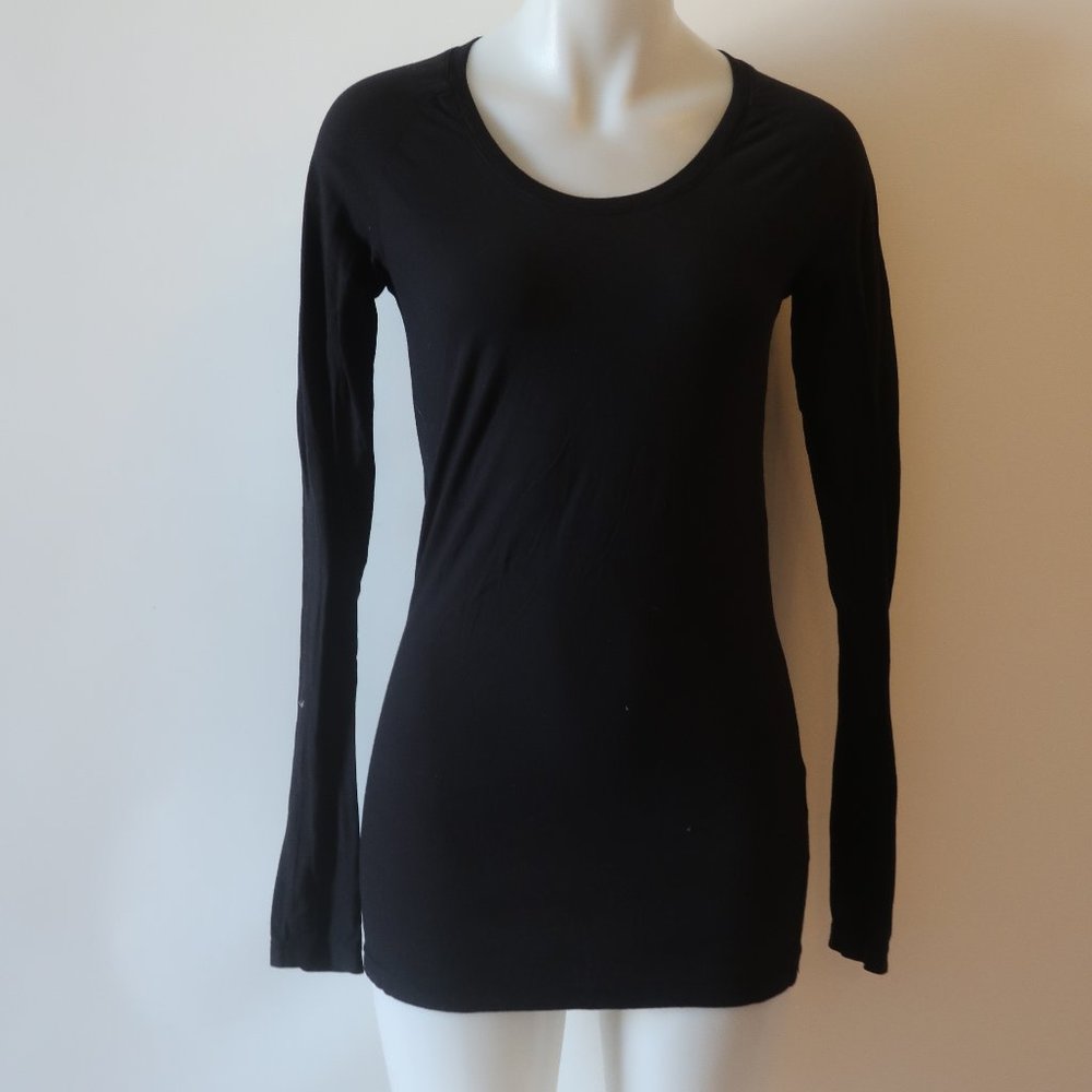 Womens Clu Black Long Sleeve T-Shirt Top XS *